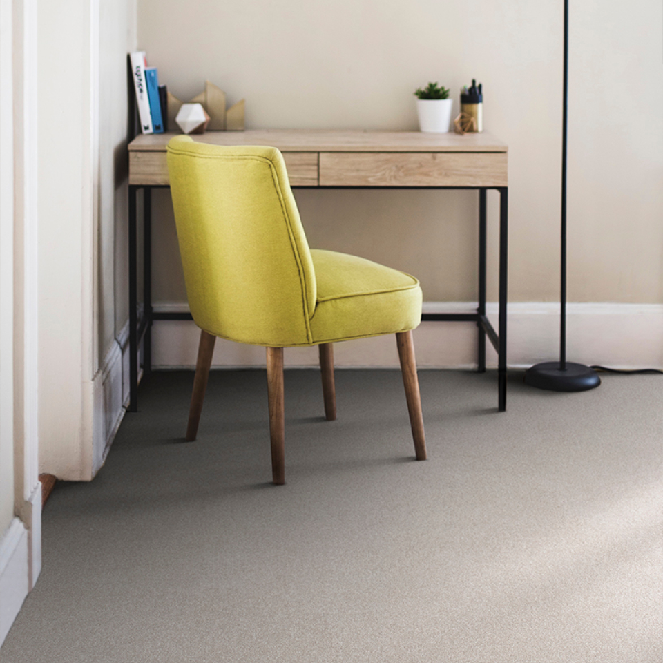 Soft distinction twist saxony carpet in a room with a reading chair