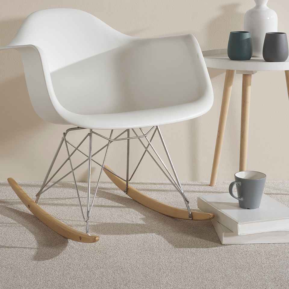 Soft distinction twist saxony carpet in a room with a desk